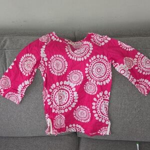 Hatley Pink and White Patterned Long Sleeve Tunic Length Top/Dress